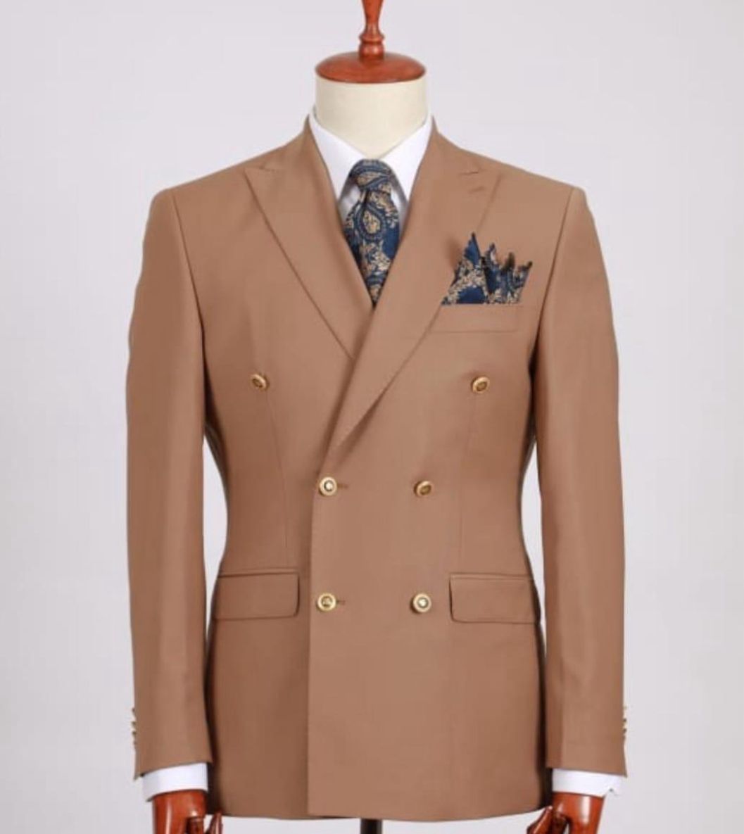 Costume Designer Camel Croisé - Boutons Dorés