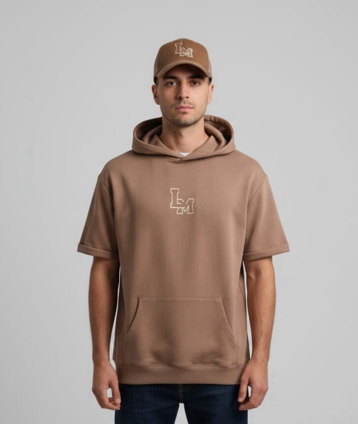 Ensemble Camel — Sweat Capuche Manches Courtes & Casquette