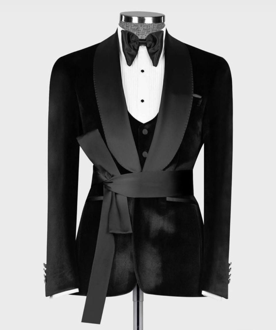 Création sur Mesure — Smoking Noir Velours & Ceinture Nouée