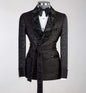 Création sur Mesure — Smoking Noir Jacquard Croisé & Ceinture Cristaux
