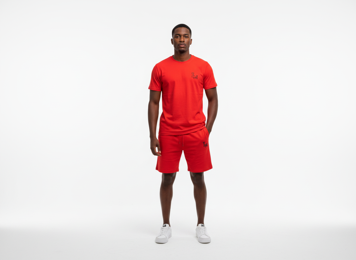 Ensemble Premium T-Shirt & Short Rouge