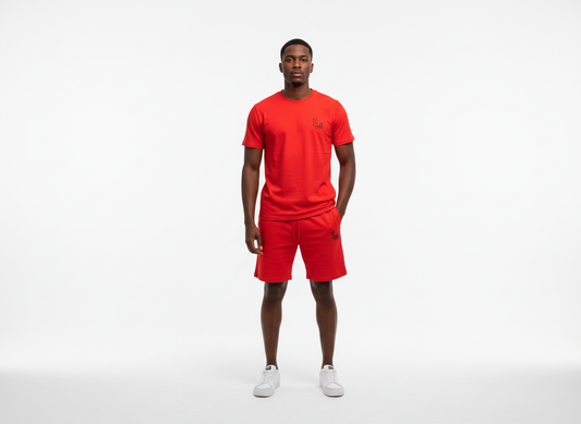 Ensemble Premium T-Shirt & Short Rouge