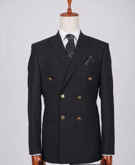 Costume Designer Noir Croisé - Boutons Dorés