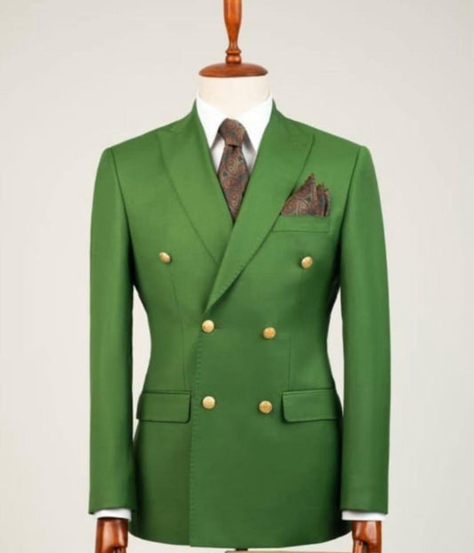 Costume Designer Vert Croisé - Boutons Dorés
