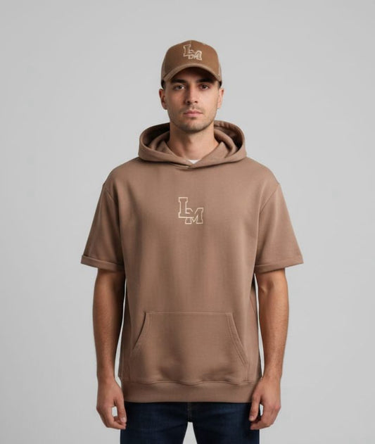 Ensemble Camel — Sweat Capuche Manches Courtes & Casquette
